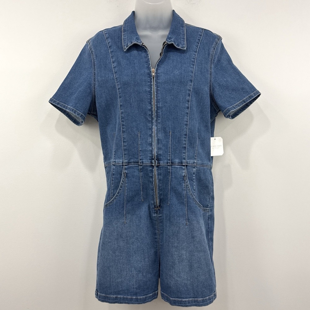 Altard State Denim Romper XL NWT Western Cowgirl Boho Full Zip Country‎ Rodeo